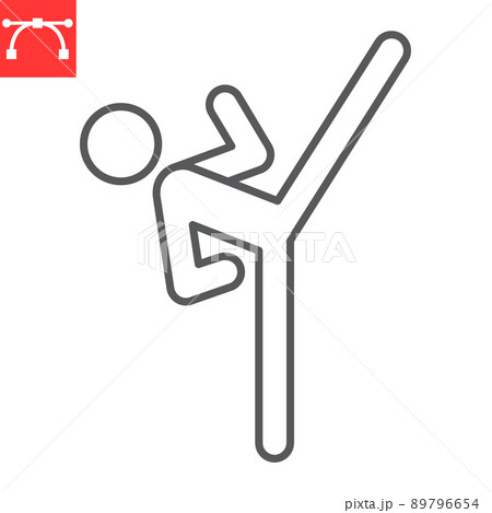Taekwondo sport line icon, sport and fighter, karate vector icon, vector graphics, editable stroke outline sign, eps 10. 89796654