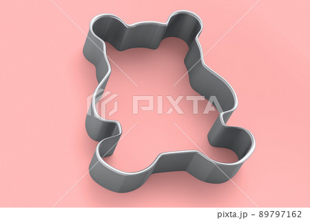 Metal cookie cutters for homemade Christmas biscuit on a pink background. Metal cookie cutters for homemade Christmas biscuit on a pink background. 89797162