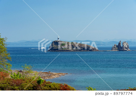【青森県下北半島脇野沢鯛島】下北ジオパーク内にある鯛に似た無人島は鯛島と呼ばれている 89797774