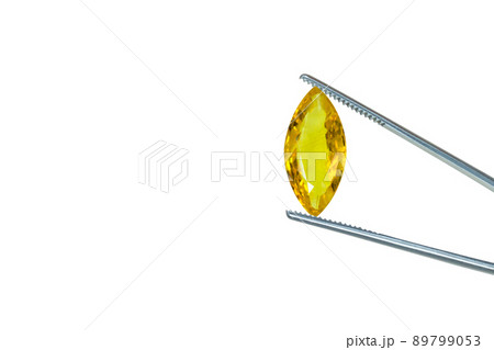 beautiful yellow gemstone jewelry and jade isolated on white background 89799053