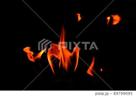 close up fire flames abstract on black background close up fire flames abstract on black background 89799095