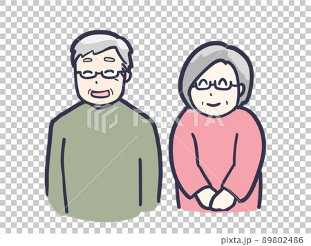 站在上半身微笑的高級男女的插圖 站在上半身微笑的高級男女的插圖 89802486