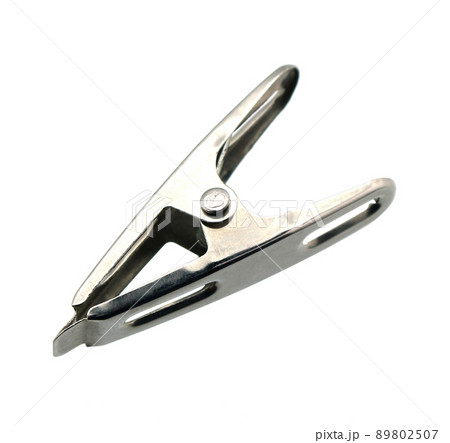 Stainless clothespins isolated on white background 89802507