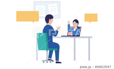 web会議をする日本のサラリーマンのイラスト素材 web会議をする日本のサラリーマンのイラスト素材 89802697