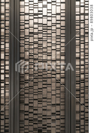 Random battens steel and pole are set in front of hotel wallpaper for backdrop and background. 89803038