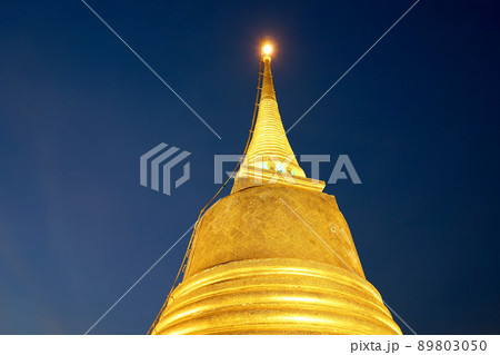 Golden mountain or gold pagoda in the middle of old town of Bangkok, Thailand. 89803050