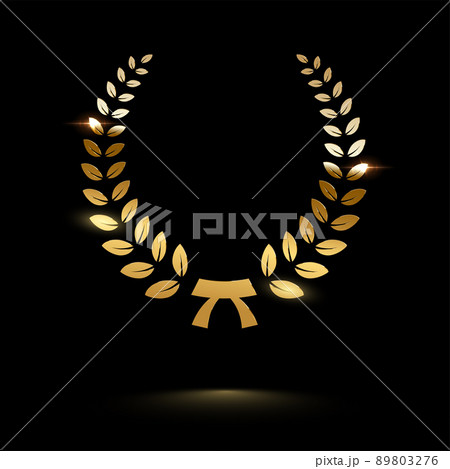 Golden shiny laurel wreath isolated on black background. Vector design element. Golden shiny laurel wreath isolated on black background. Vector design element. 89803276