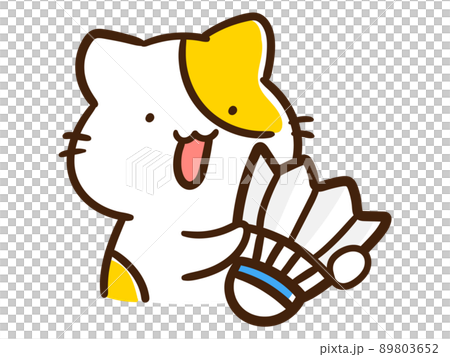 バドミントンの羽根を持つかわいいねこのキャラクターの手書き風イラスト バドミントンの羽根を持つかわいいねこのキャラクターの手書き風イラスト 89803652