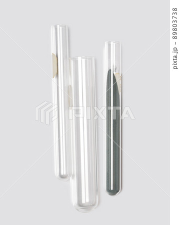 Closeup chemical ingredient on white laboratory table. Zinc Powder in test tube. 89803738
