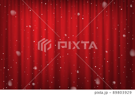 Snowfall on red curtain background. Vector cinema, theater or circus poster template. Snowfall on red curtain background. Vector cinema, theater or circus poster template. 89803929