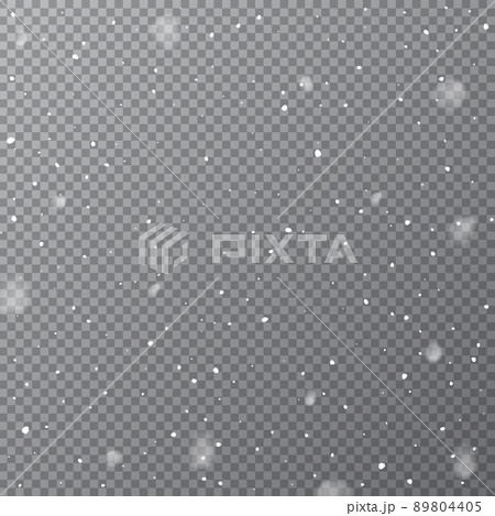 Snowfall isolated on transparent background. Vector falling snow template. 89804405
