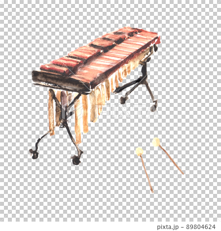 Illustration of a xylophone drawn in watercolor 89804624