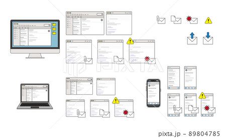 パソコン・スマホ メール画面素材 パソコン・スマホ メール画面素材 89804785
