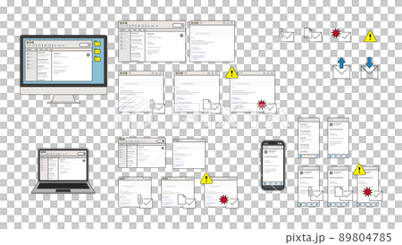 パソコン・スマホ メール画面素材 パソコン・スマホ メール画面素材 89804785