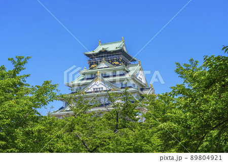 大阪城　西の丸庭園から望む（2022年初夏　新緑の季節） 89804921