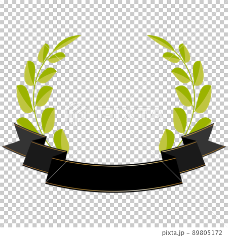Laurel wreath with ribbon black & gold - Stock Illustration [89805172 ...