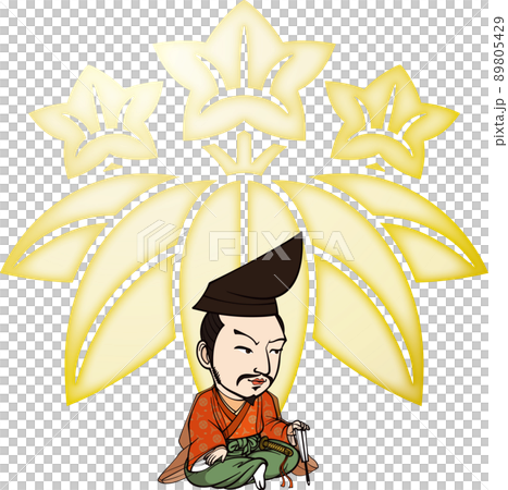 胡坐をかく源義経【3頭身・家紋】 89805429