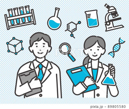 科学者と理科や化学のアイコンベクターイラスト素材/サイエンス/科学 科学者と理科や化学のアイコンベクターイラスト素材/サイエンス/科学 89805580