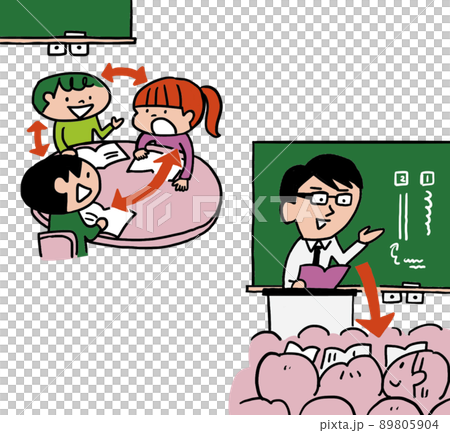 地図を見ながら考察する小学生 89805904