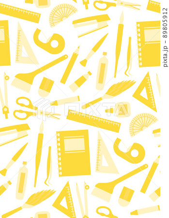 文房具と工作道具のイラストで構成したパターン素材 文房具と工作道具のイラストで構成したパターン素材 89805912