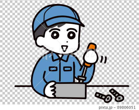 組立作業をしている作業服&帽子の若い男性 組立作業をしている作業服&帽子の若い男性 89806051