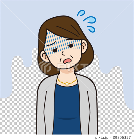 Tired working middle woman _ line drawing Tired working middle woman _ line drawing 89806337
