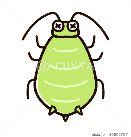 かわいいアブラムシのキャラクター 弱る 嫌がるのイラスト素材