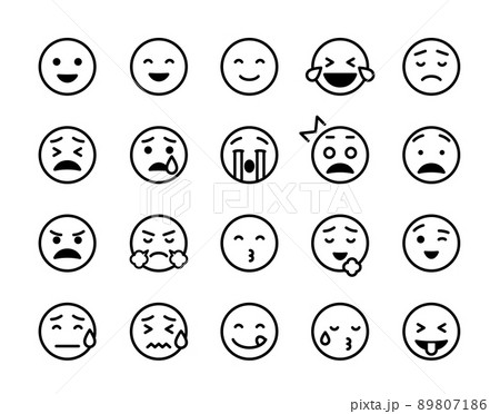 いろいろな表情のスマイリーセット　絵文字 89807186