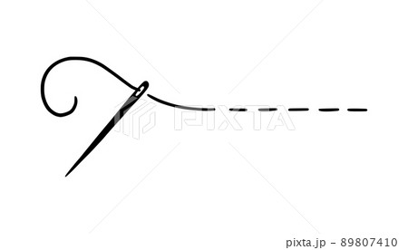 Tailor needle with thread. Needle illustration 89807410