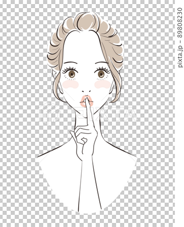 きれいな女性の内緒ポーズのイラスト素材 8030