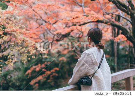 紅葉を眺める女性 紅葉を眺める女性 89808611