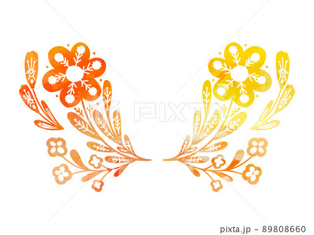 Yellow watercolor clipart frame with flowers on stems with folk art ornaments. Vector rustic templates with floral arrangement with white ornaments. Yellow watercolor clipart frame with flowers on stems with folk art ornaments. Vector rustic templates with floral arrangement with white ornaments. 89808660