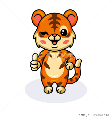 Cute baby tiger cartoon giving thumb up	 Cute baby tiger cartoon giving thumb up	 89808738