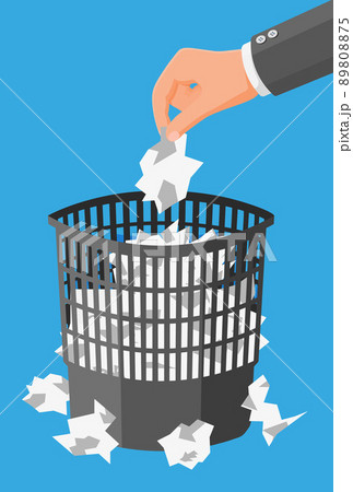 Trash Can with Crumpled Paper Inside and Around. Trash Can with Crumpled Paper Inside and Around. 89808875