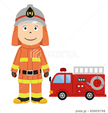 消防士の防火服のイラストのイラスト素材