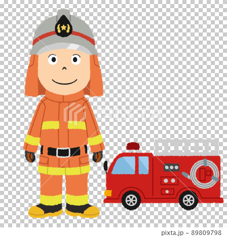 Illustration of firefighter's fireproof clothing 89809798