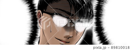 漫画イケメンメガネ詐欺師悪巧みがバレて焦るカラーイラスト  89810018