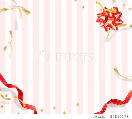 アンティークでオシャレなプラチナゴールドと赤いリボンのフレームストライプの背景イラスト素材 アンティークでオシャレなプラチナゴールドと赤いリボンのフレームストライプの背景イラスト素材 89810178
