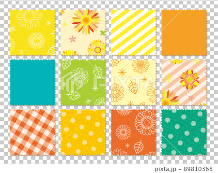 圖案圖案拼布剪裁面料風格套裝向日葵夏日廣場 圖案圖案拼布剪裁面料風格套裝向日葵夏日廣場 89810368