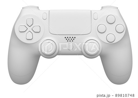 Realistic video game joystick on white monochrome background. 3D render of streaming gear for cloud gaming or concept of champion and winner awards Realistic video game joystick on white monochrome background. 3D render of streaming gear for cloud gaming or concept of champion and winner awards 89810748
