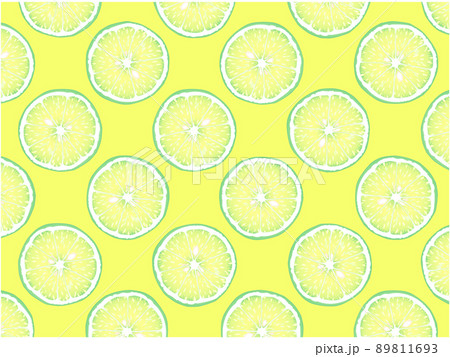 ライムスライスの背景④(規則的,黄色背景) 89811693