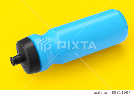 Blue plastic sport shaker for protein drink isolated on yellow background. 3D render of sport food cocktail container Blue plastic sport shaker for protein drink isolated on yellow background. 3D render of sport food cocktail container 89811904