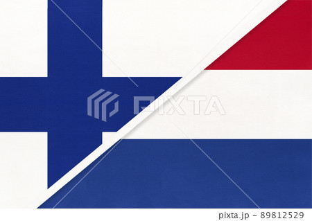 Finland and Netherlands or Holland, symbol of country. Finnish vs Dutch national flags 89812529