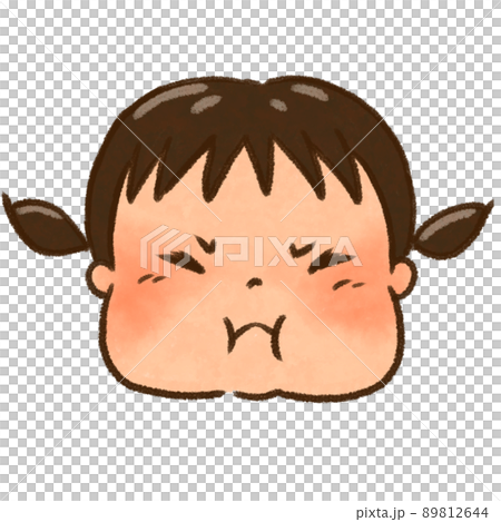 The face of a girl who is angry and inflates her cheeks The face of a girl who is angry and inflates her cheeks 89812644