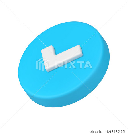 Isometric blue circle done checkmark 3d icon realistic template vector illustration 89813296