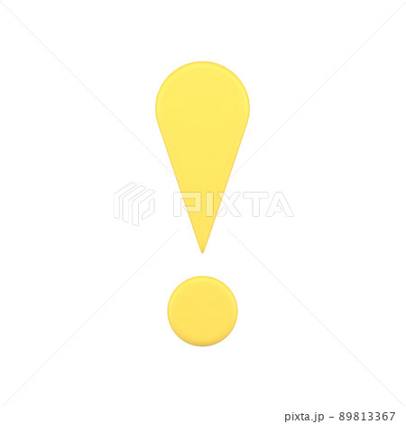 Glossy yellow exclamation mark beware error dangerous caution symbol realistic 3d icon vector 89813367