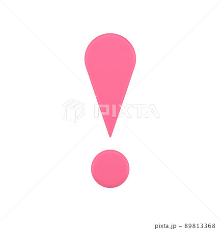 Pink glossy exclamation point front view attention error warning realistic 3d icon vector Pink glossy exclamation point front view attention error warning realistic 3d icon vector 89813368