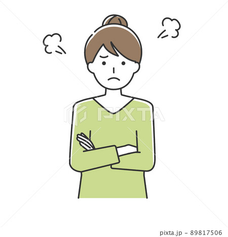 腕組みをして怒る若い女性 89817506