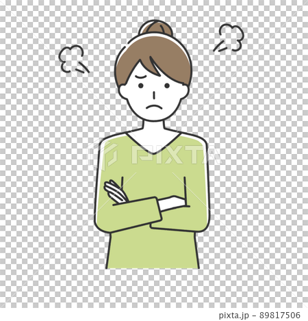 腕組みをして怒る若い女性 89817506