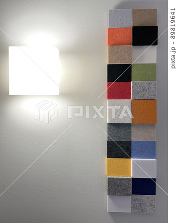 colourfull light art on a white wall colourfull light art on a white wall 89819641
